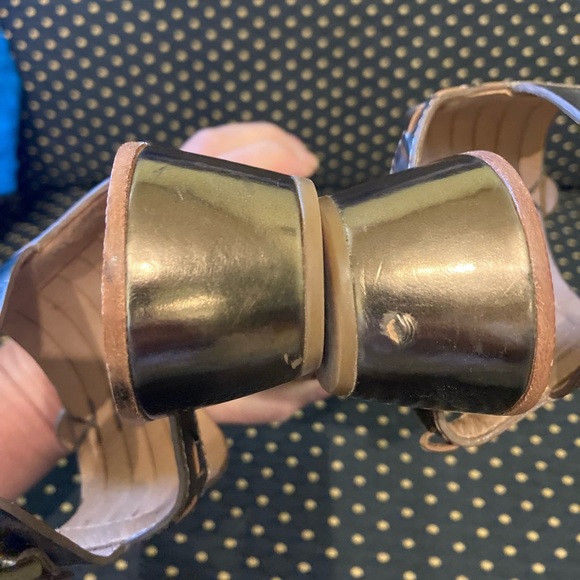 COACH India Mirror Metallic Dark Gold Bronze Wedge Sandals 7.5 B - Picture 6 of 11